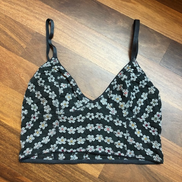 Free People Other - Free People Charcoal Grey Floral Lace Bralette